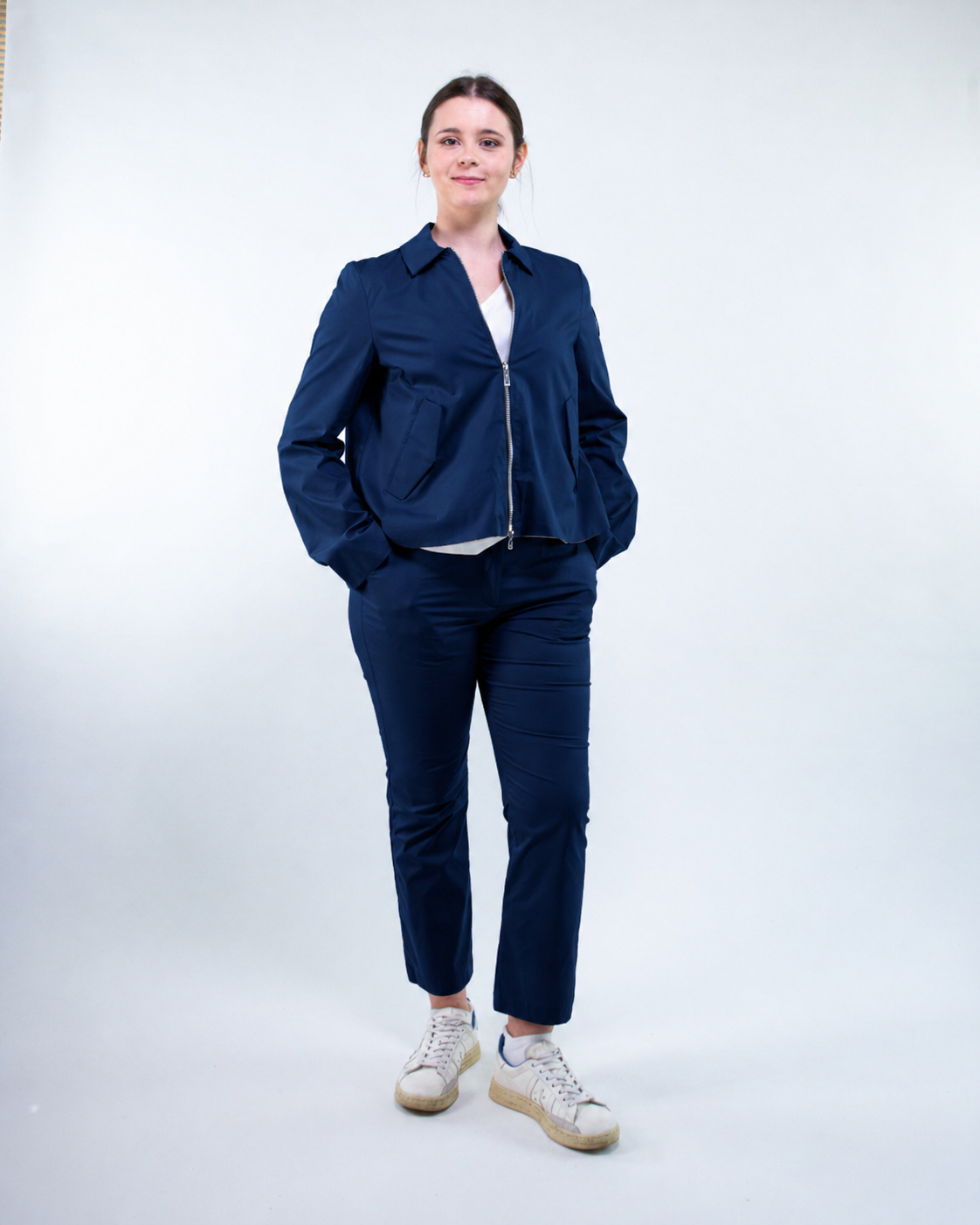 Giacca zip cotone collo camicia