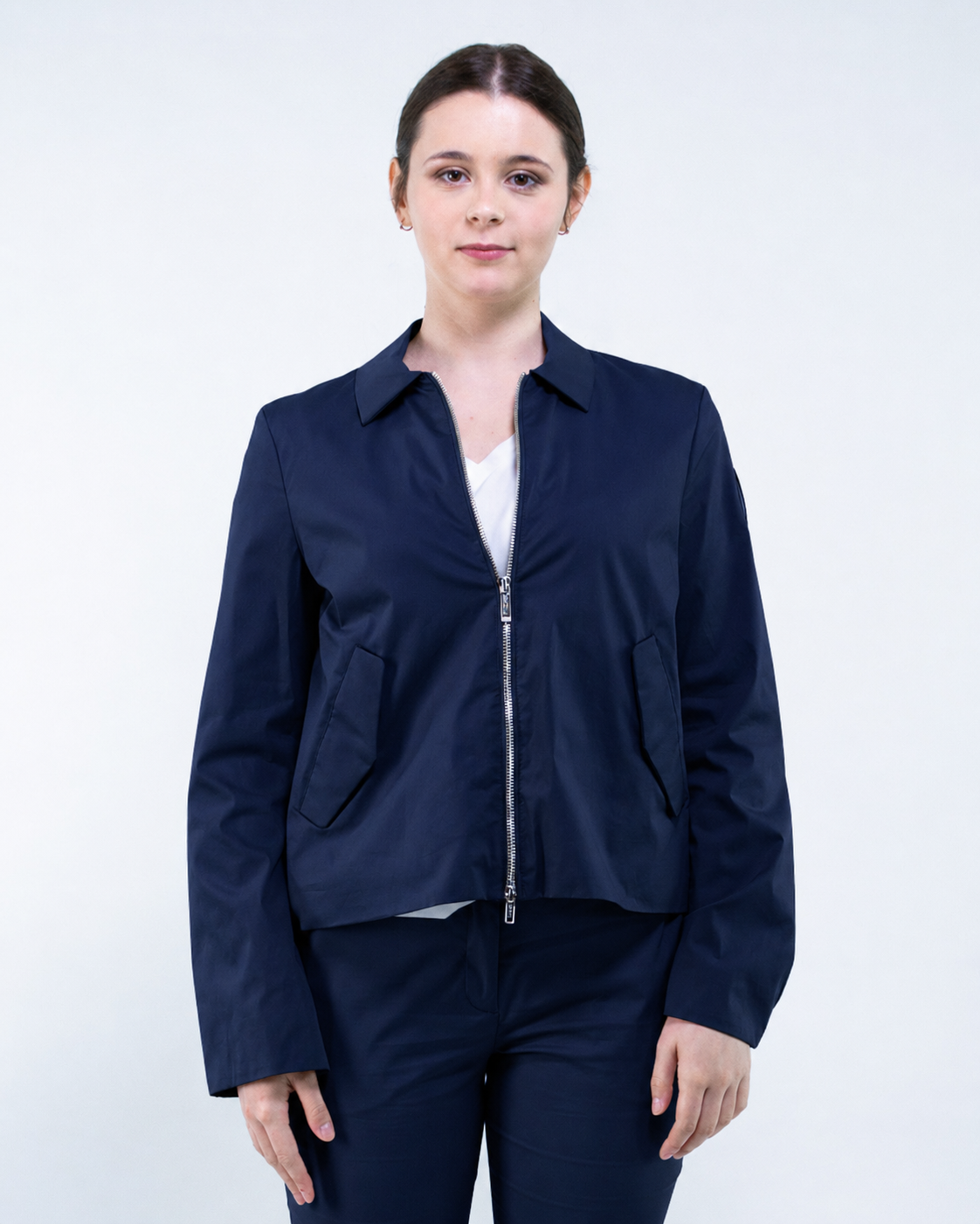 Giacca zip cotone collo camicia