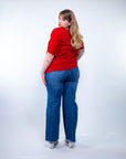 Blusa con scollo a V e manica a giglio