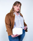 Camicia m/c a righe polvere-cognac vestibilità over