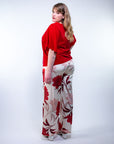 Blusa con scollo a V e manica a giglio