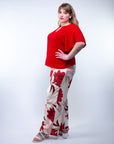 Blusa con scollo a V e manica a giglio
