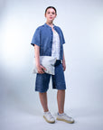 Giacca camicia m/c con scollo alla coreana