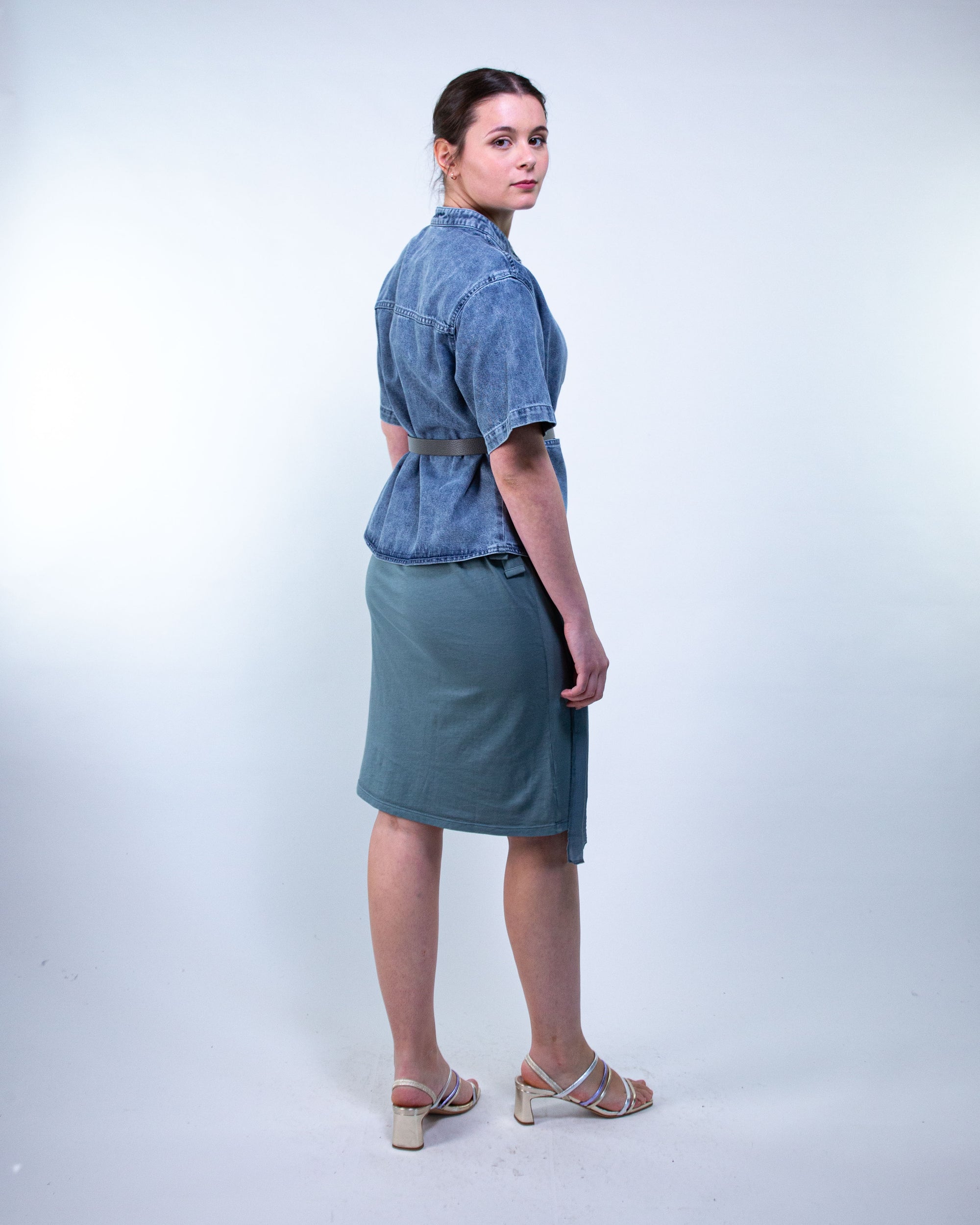 Giacca camicia m/c con scollo alla coreana