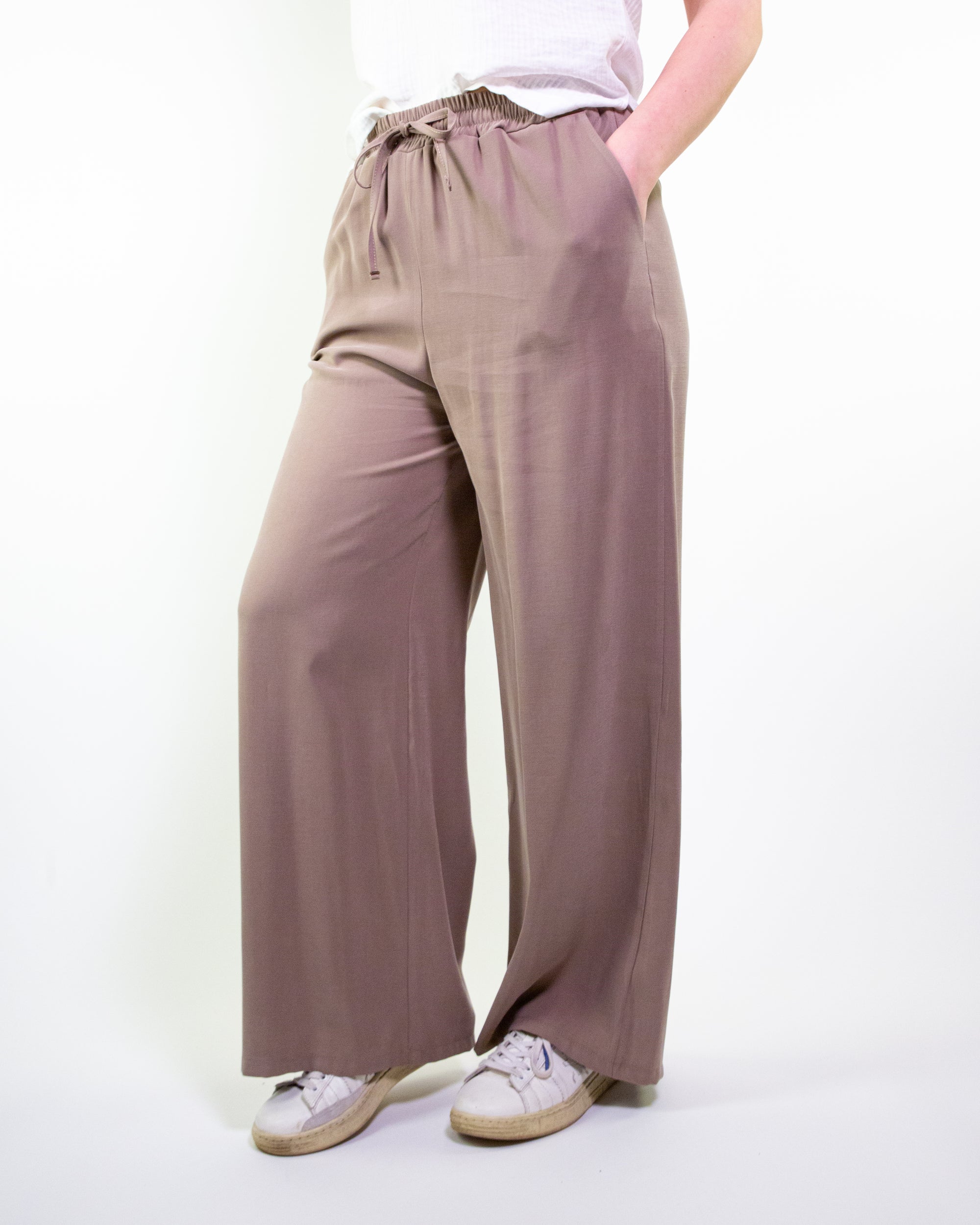 PANTALONE LARGO IN TWILL DI VISCOSA / MILITARE