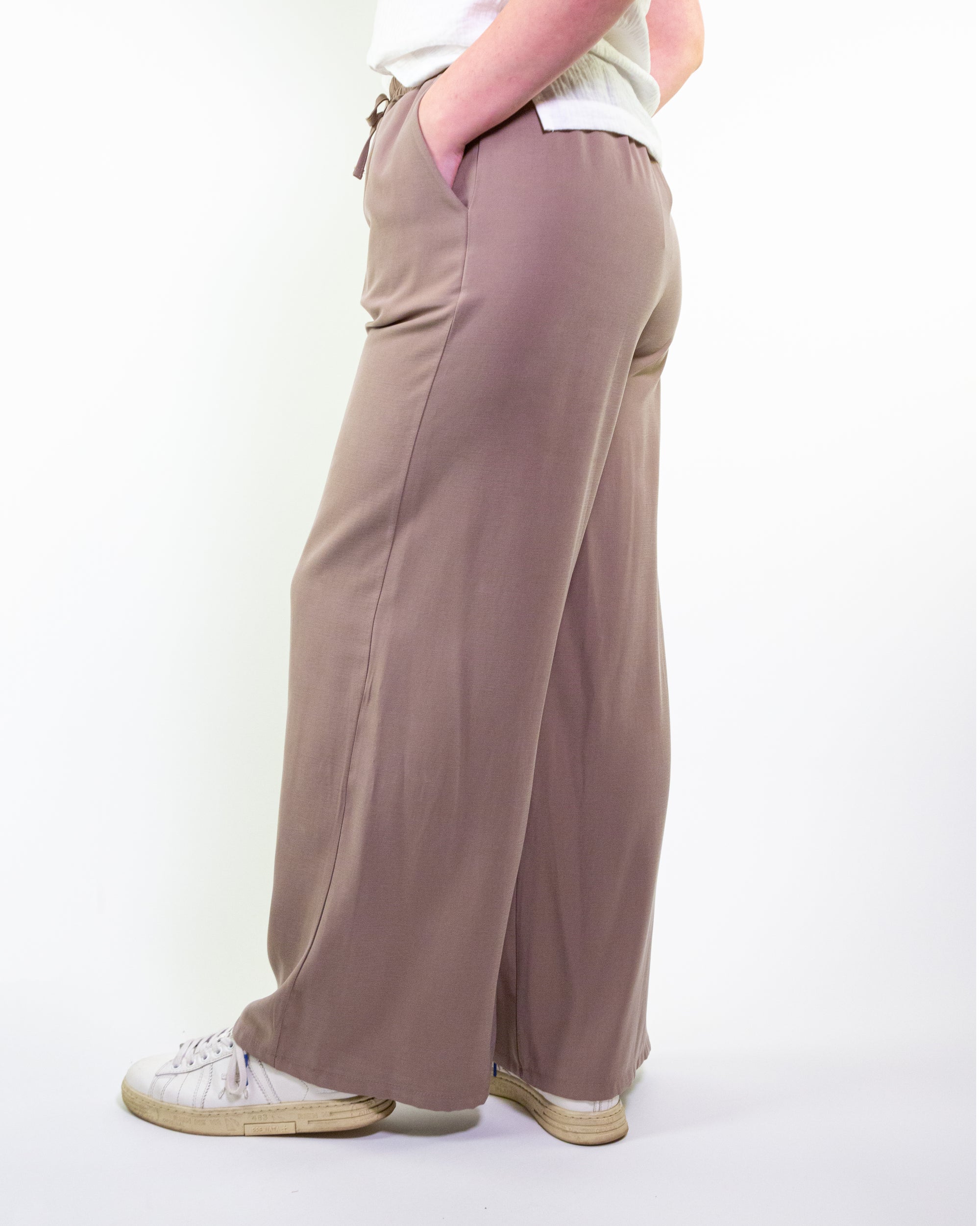 PANTALONE LARGO IN TWILL DI VISCOSA / MILITARE