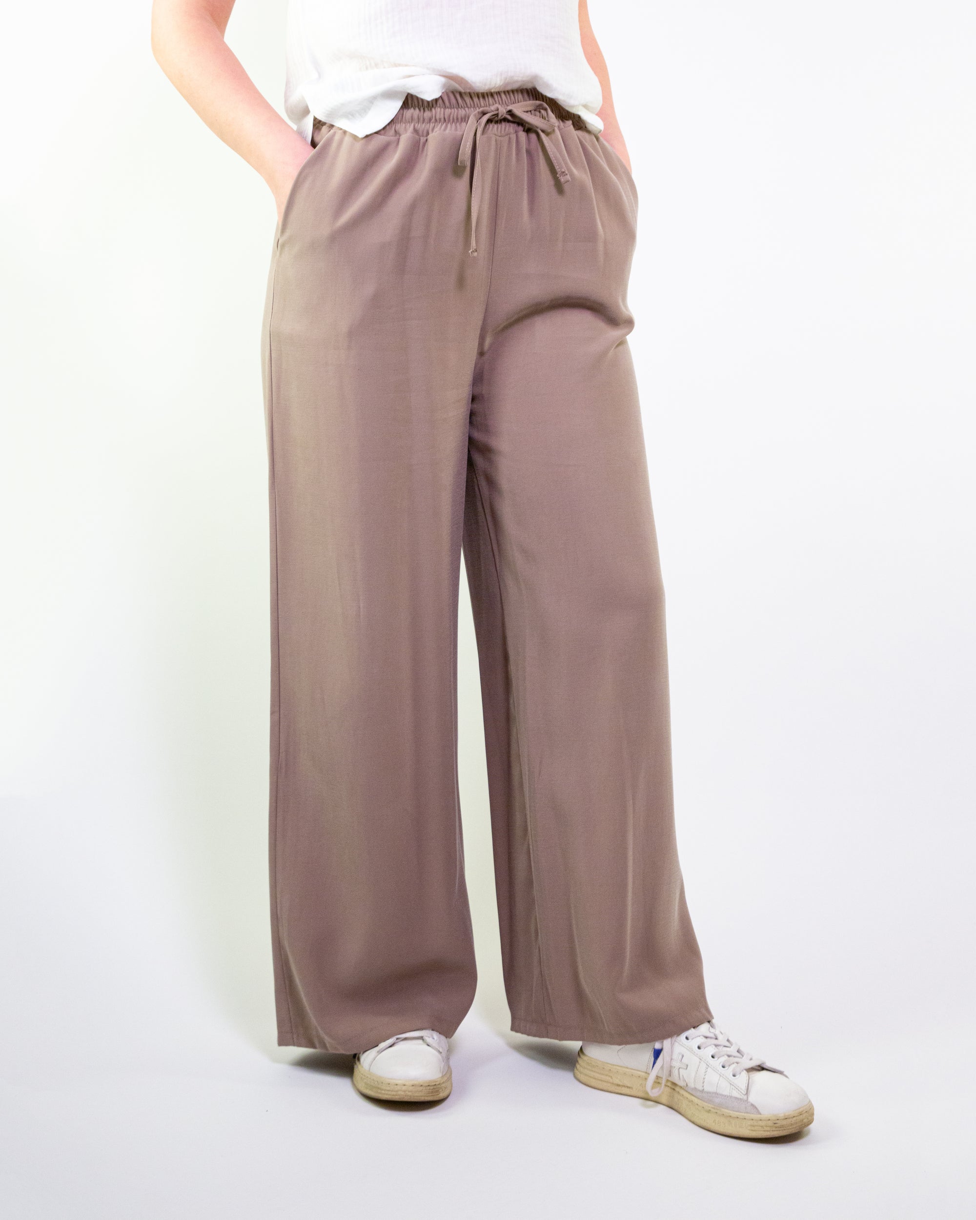 PANTALONE LARGO IN TWILL DI VISCOSA / MILITARE