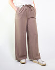 PANTALONE LARGO IN TWILL DI VISCOSA / MILITARE