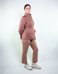 Spolverino in cotone stretch saten senza cappuccio