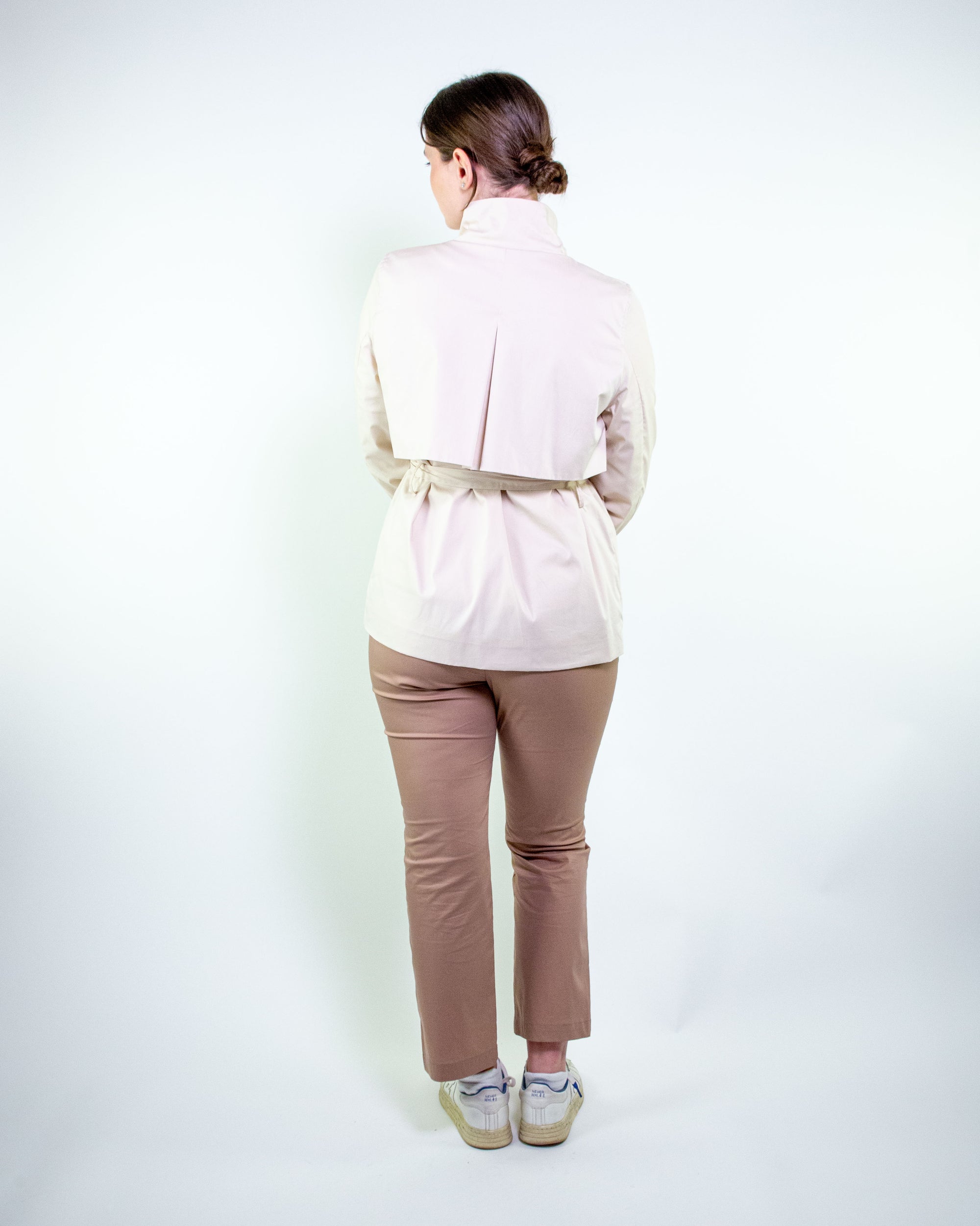 Spolverino in cotone stretch saten senza cappuccio