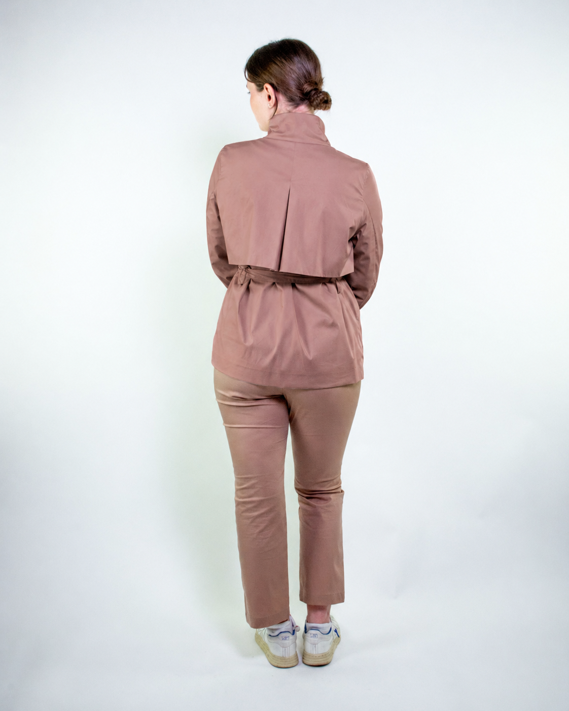 Spolverino in cotone stretch saten senza cappuccio