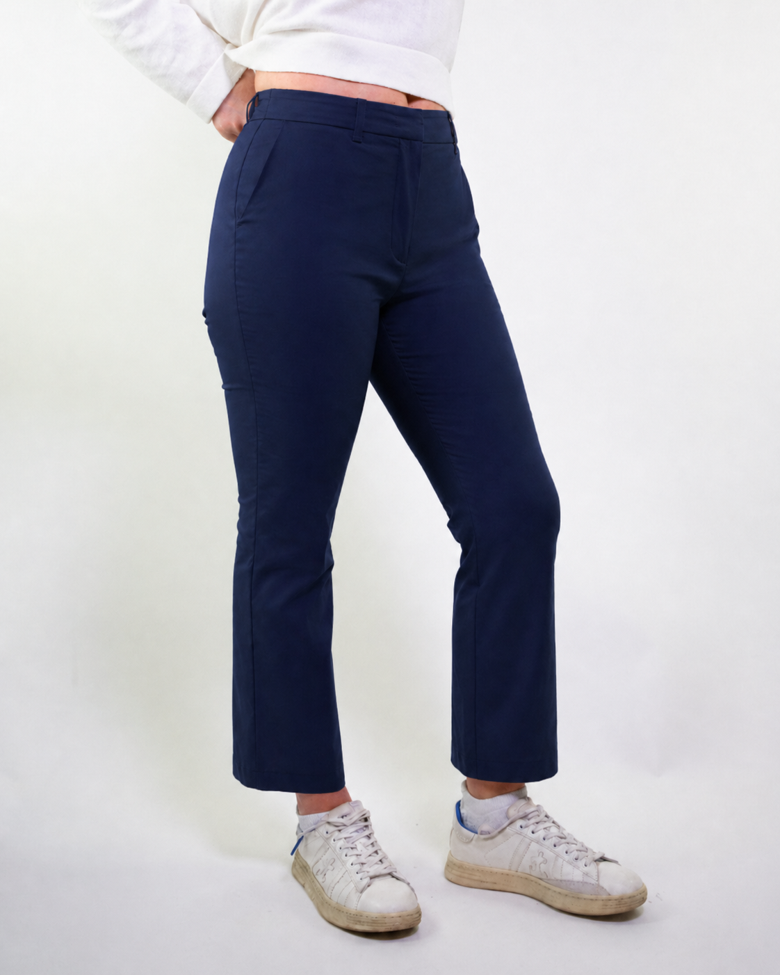 Pantalone vestibilità dritta cotone stretch satin