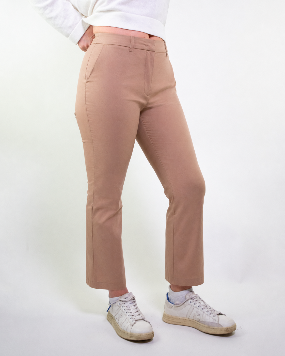 Pantalone vestibilità dritta cotone stretch satin