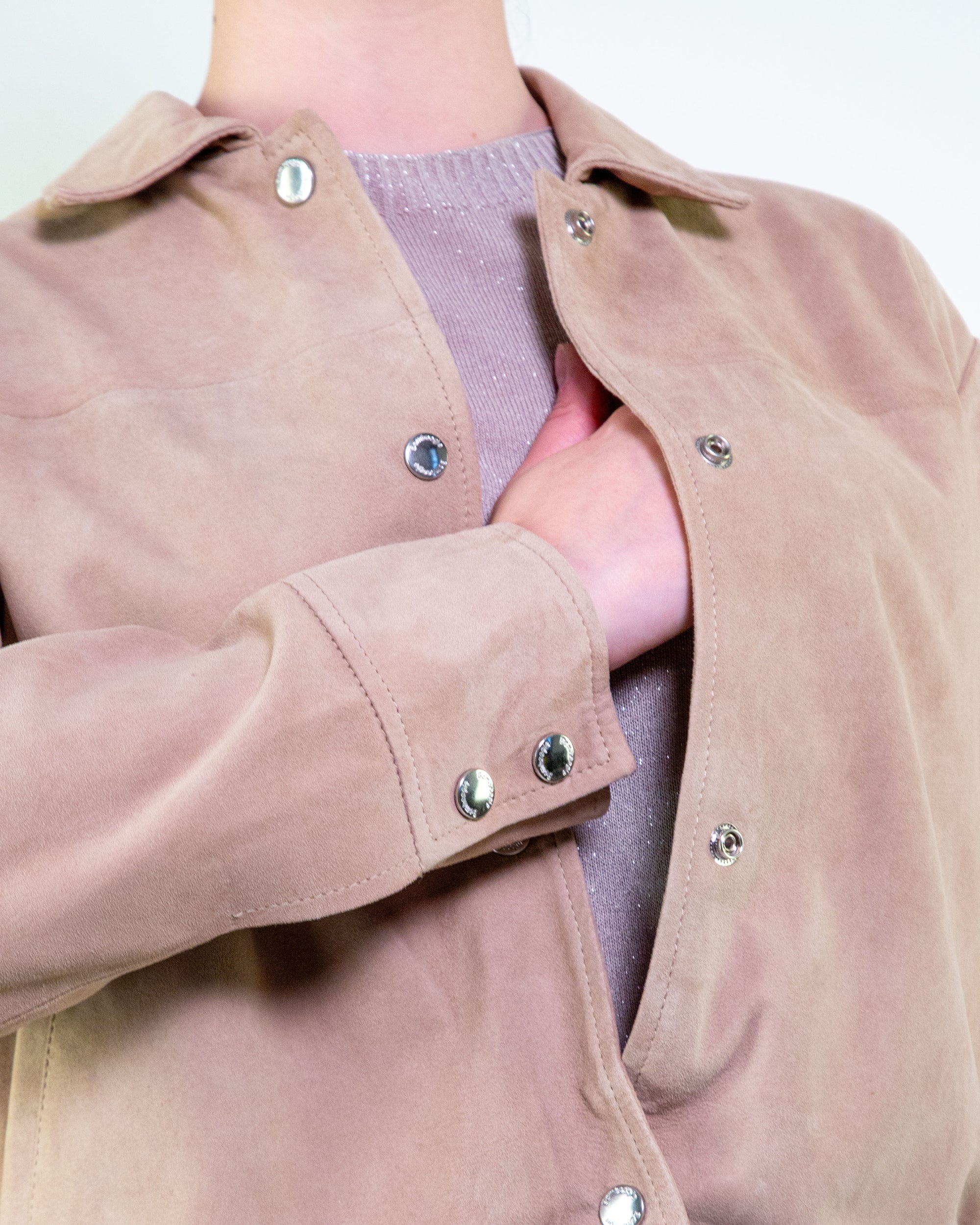 Giacca in renna bomber con chiusura a clip corda