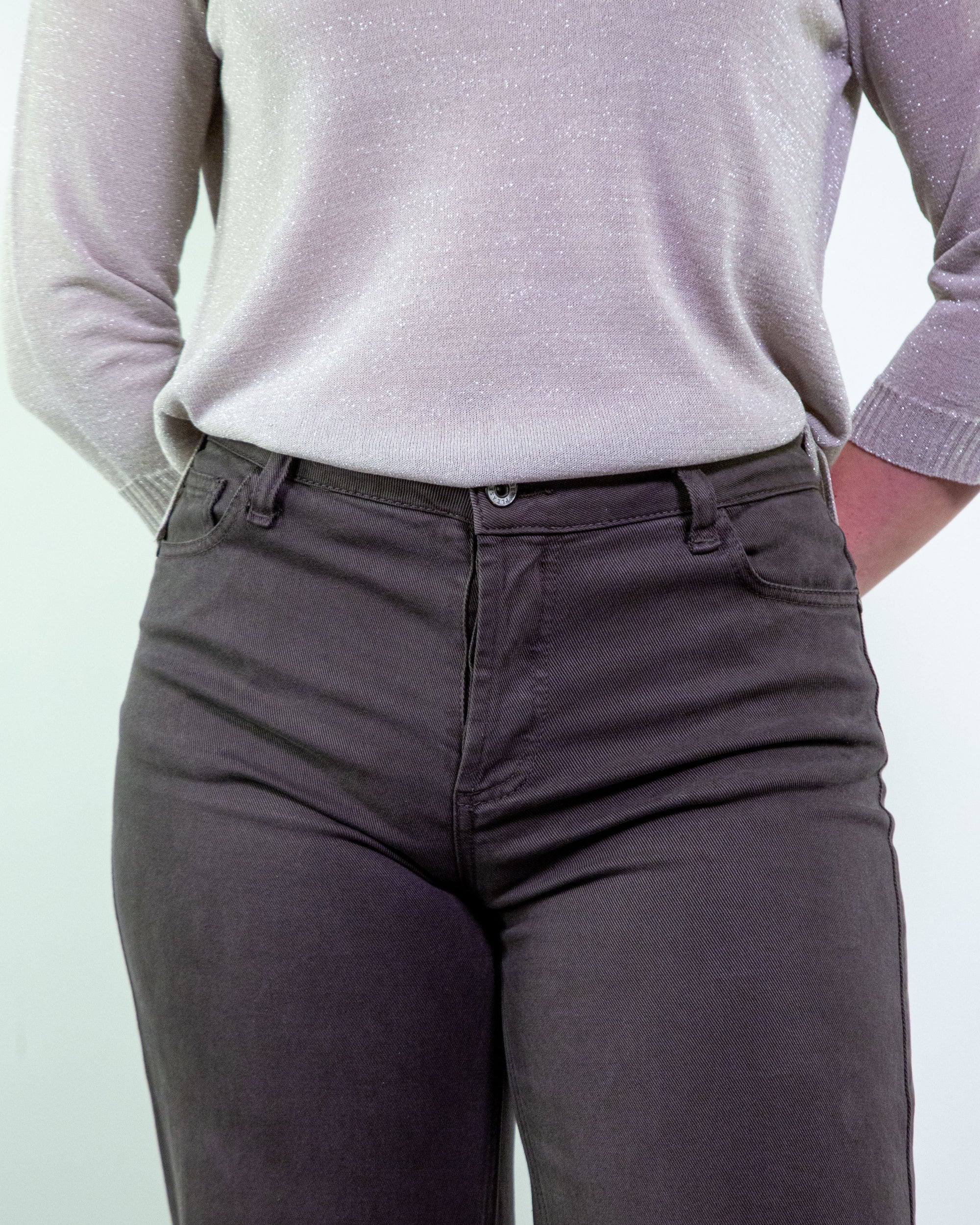 Jeans flare in cotone chocolate