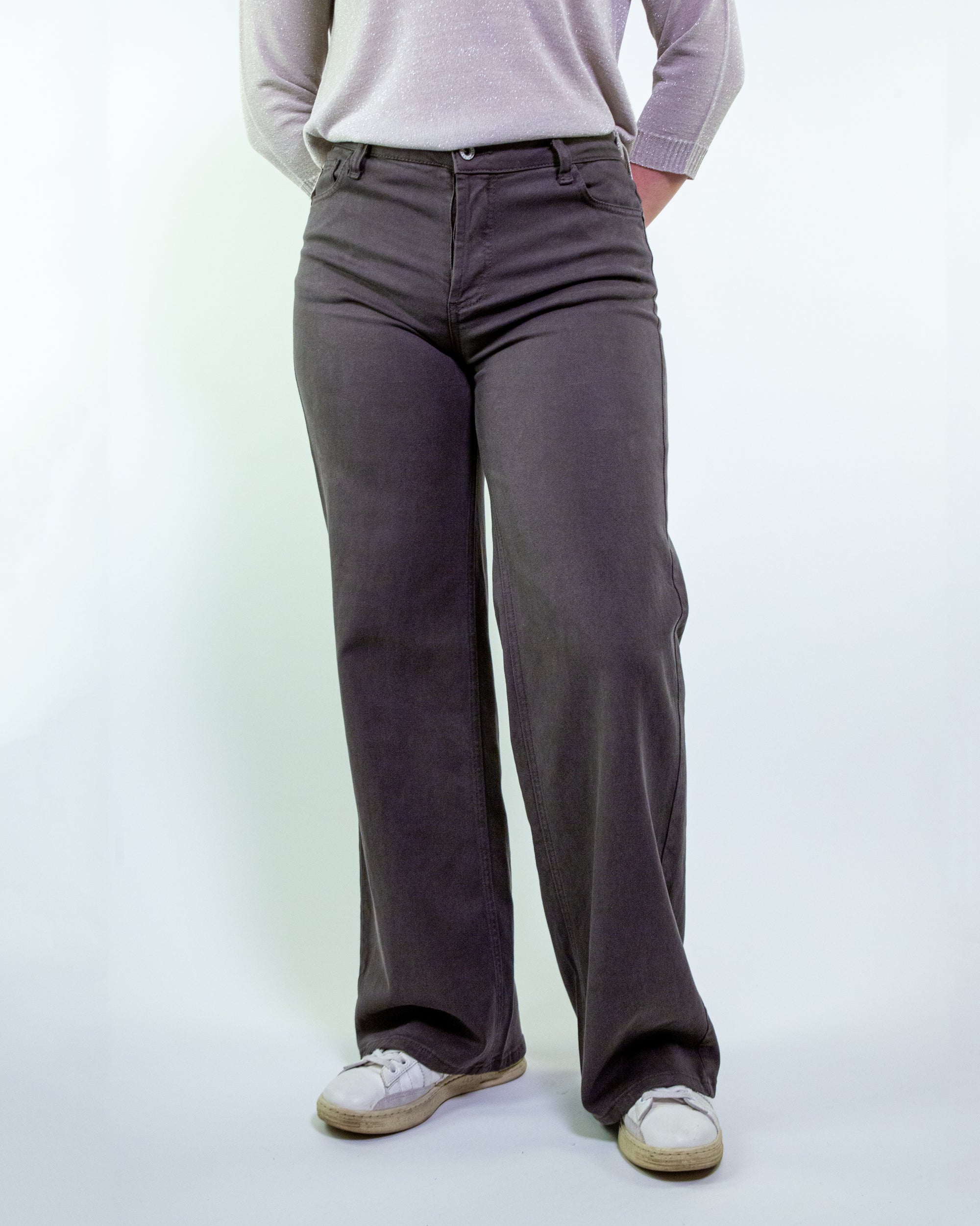 Jeans flare in cotone chocolate
