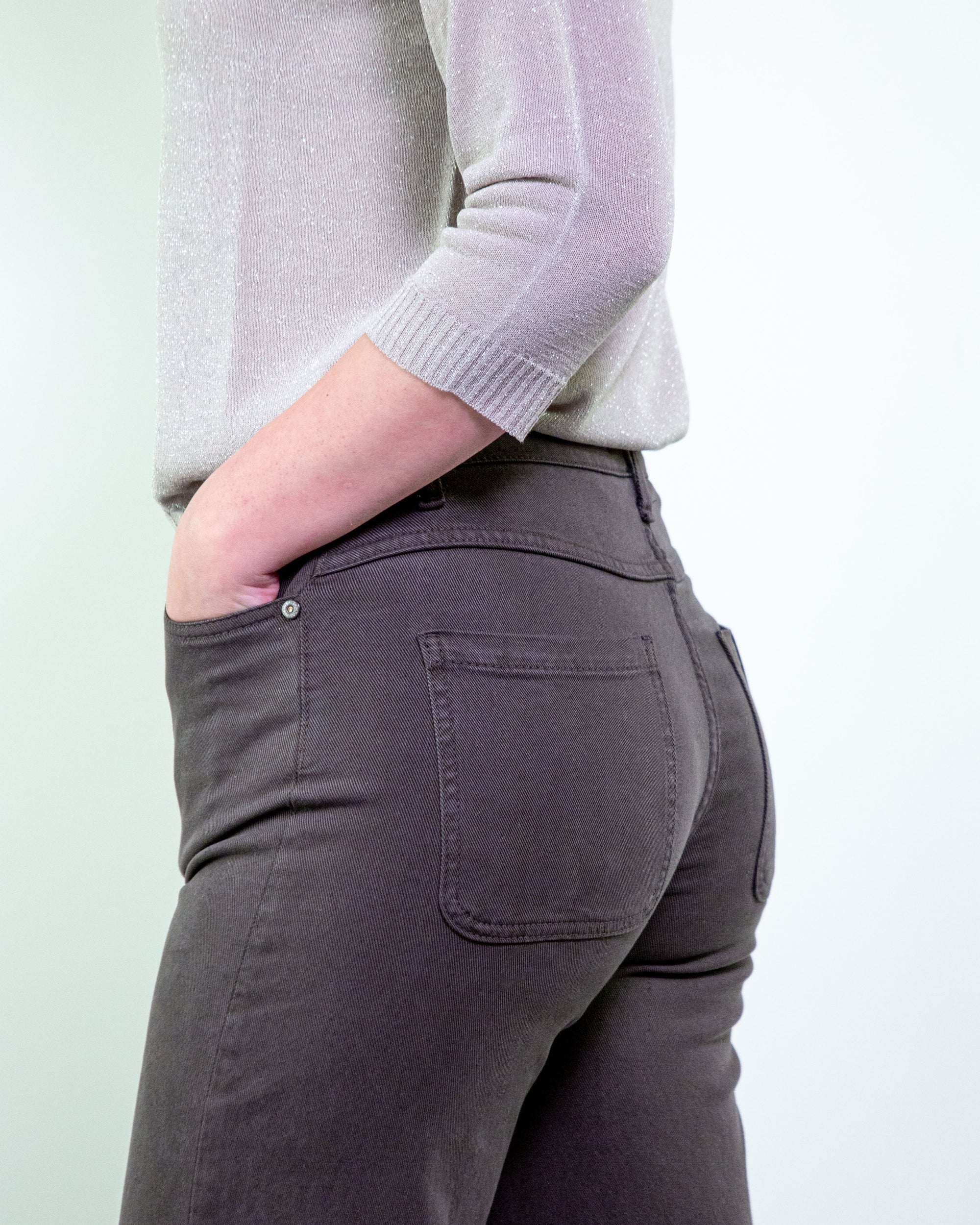 Jeans flare in cotone chocolate