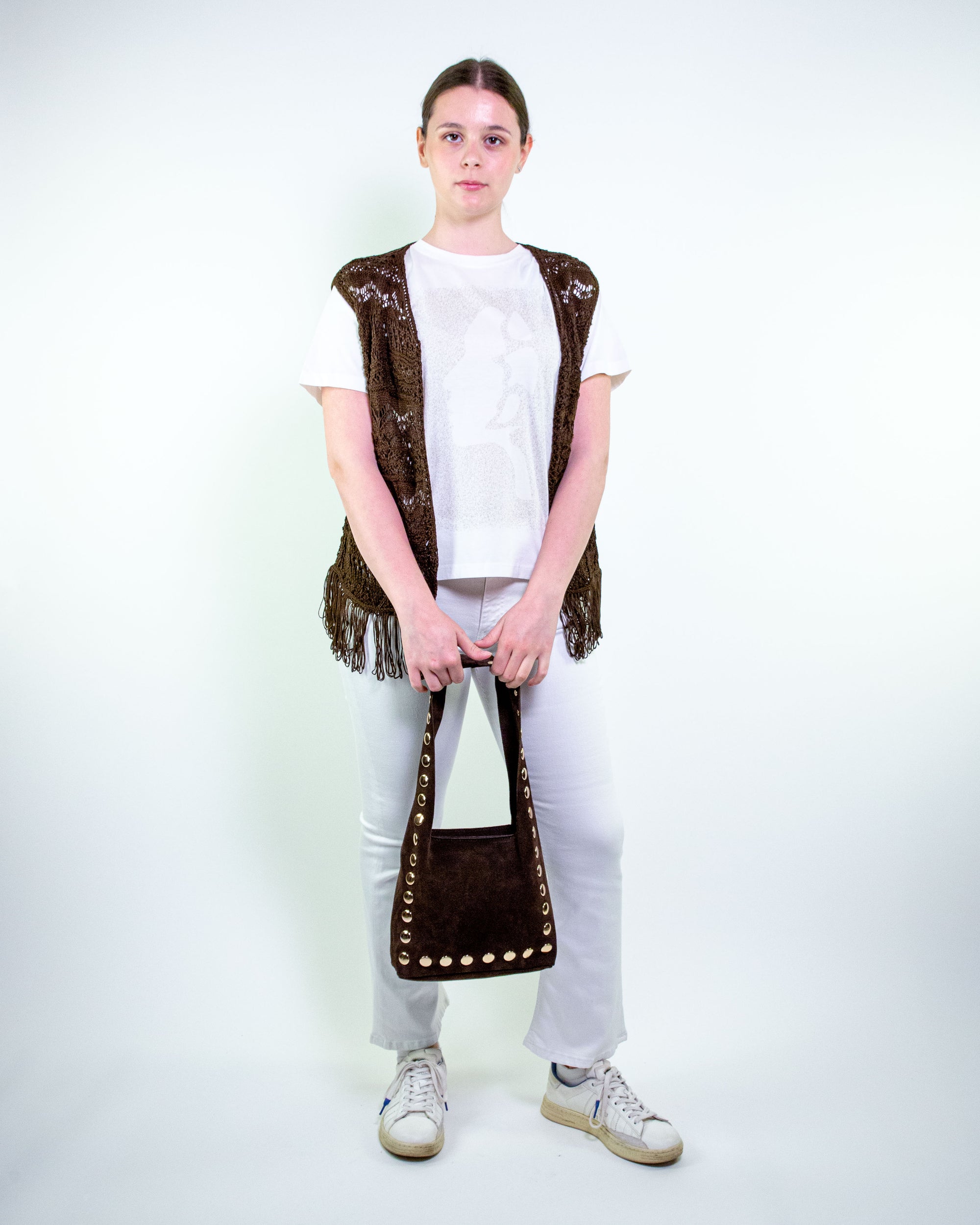 Gilet macramè con frange