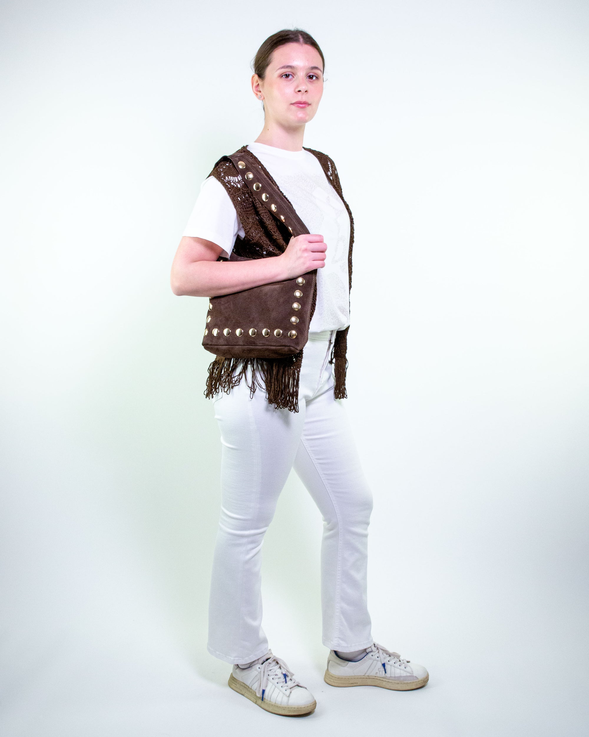 Gilet macramè con frange