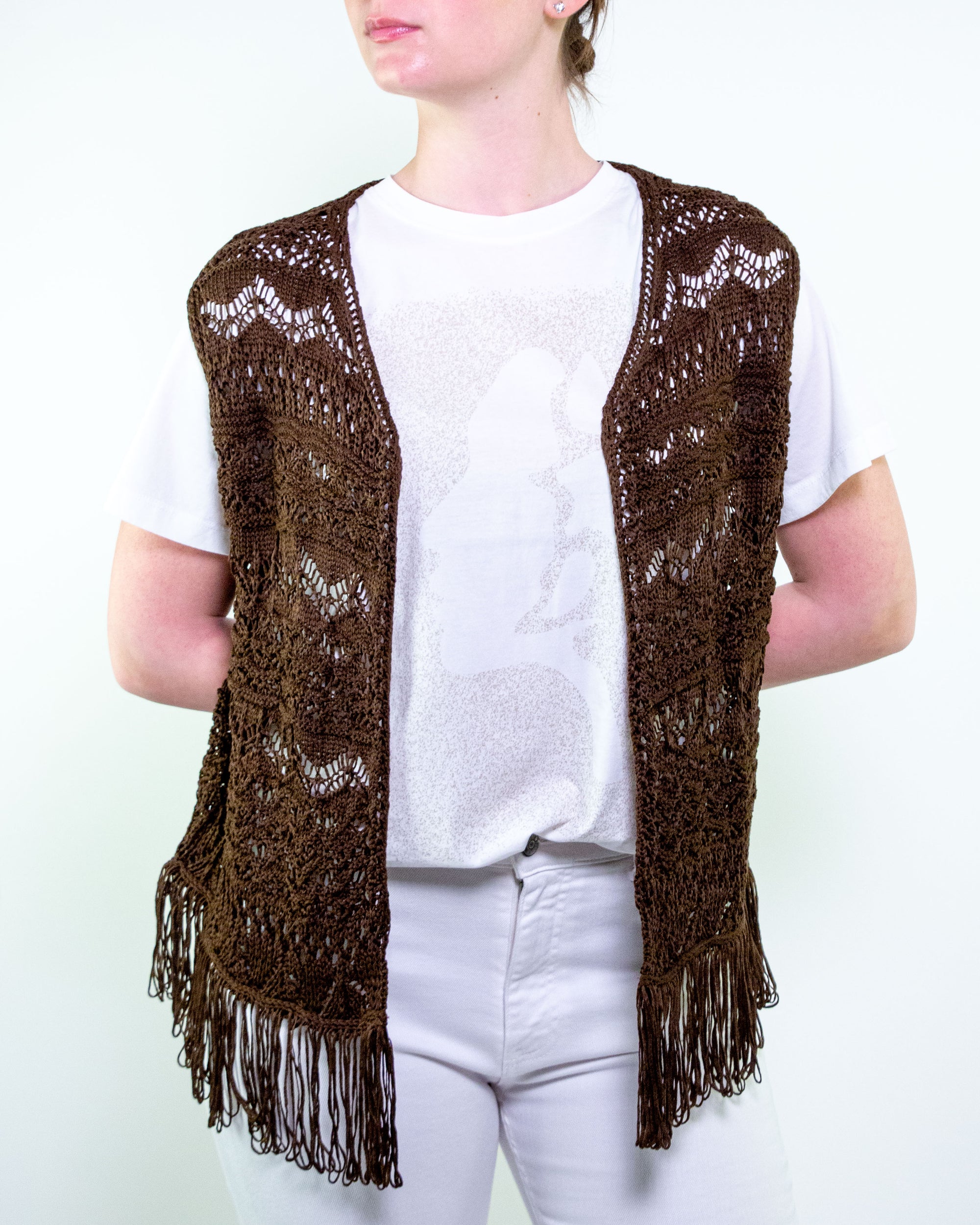 Gilet macramè con frange