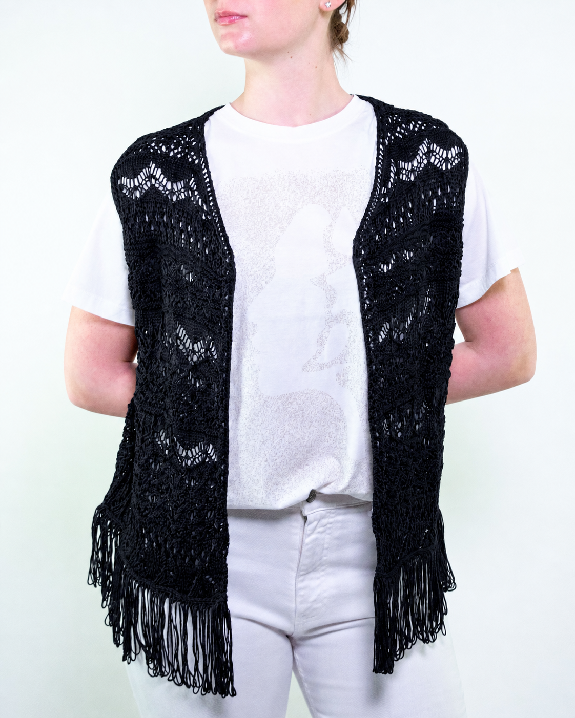 Gilet macramè con frange