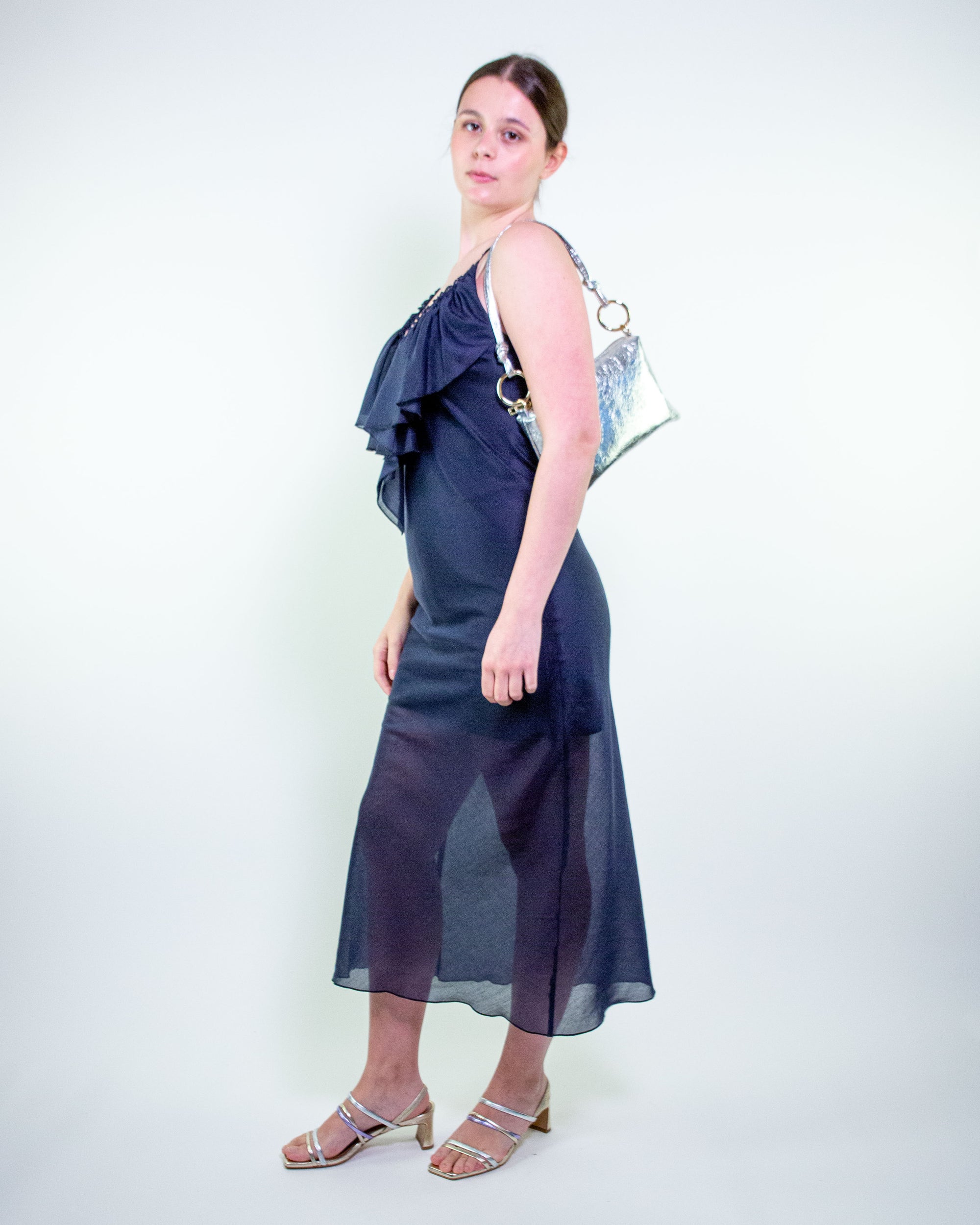 Abito midi in lyocell con rouge sul davanti