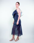 Abito midi in lyocell con rouge sul davanti