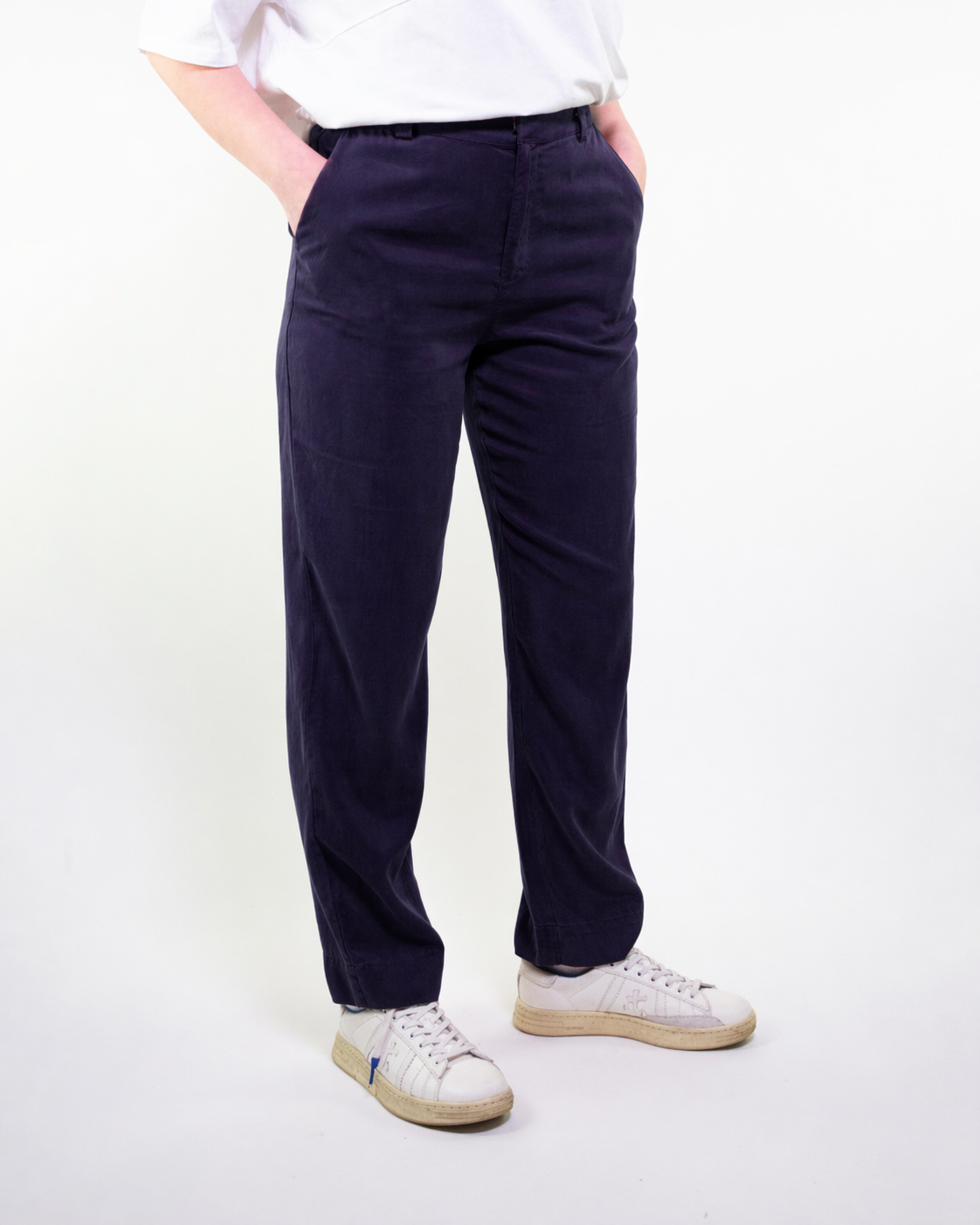 PANTALONE Dritto con 1/2 elastico in tencel