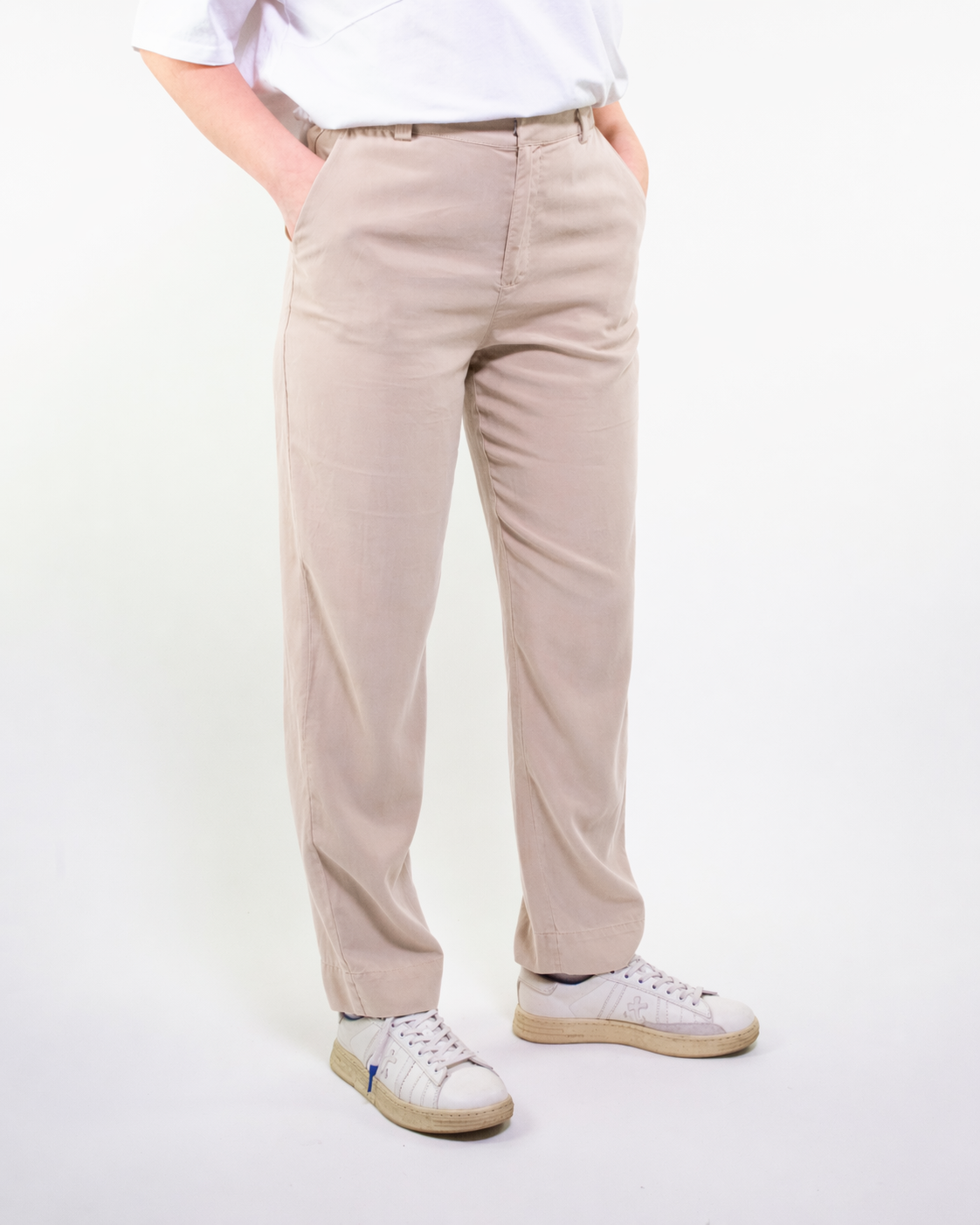 PANTALONE Dritto con 1/2 elastico in tencel