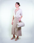 Borsa bauletto in pelle a mano con tracolla