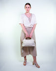 Borsa bauletto in pelle a mano con tracolla