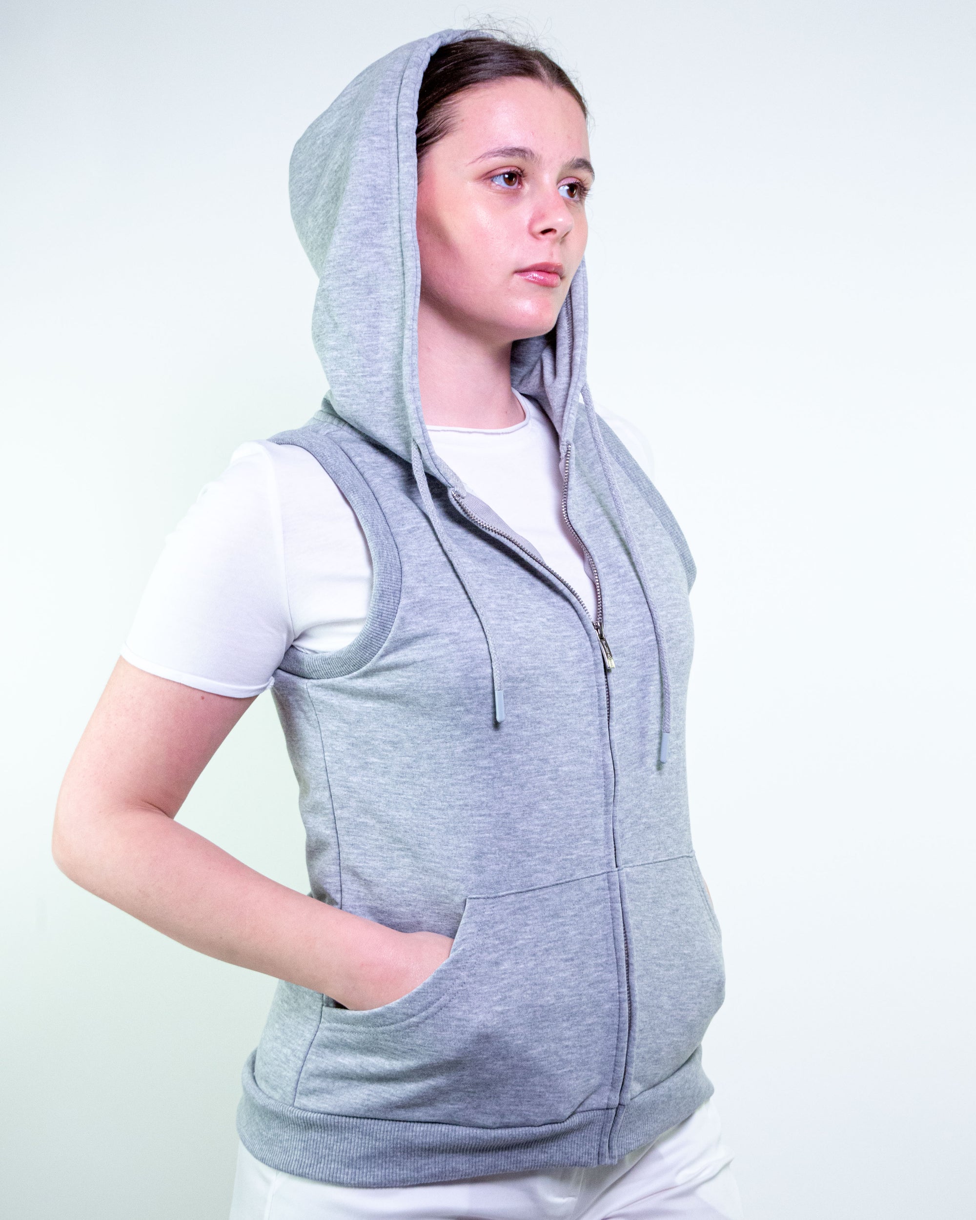 Gilet in felpa con cappuccio