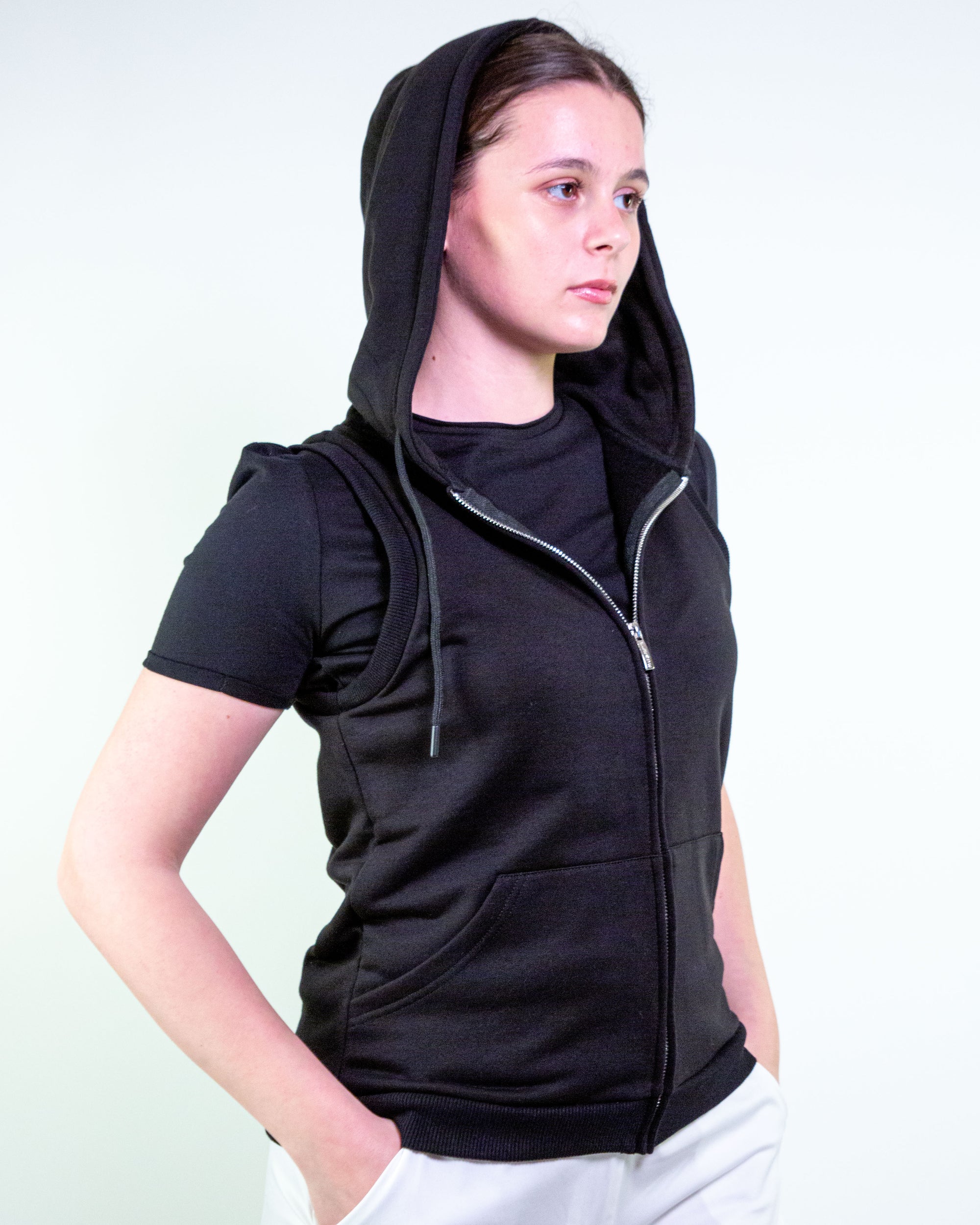 Gilet in felpa con cappuccio