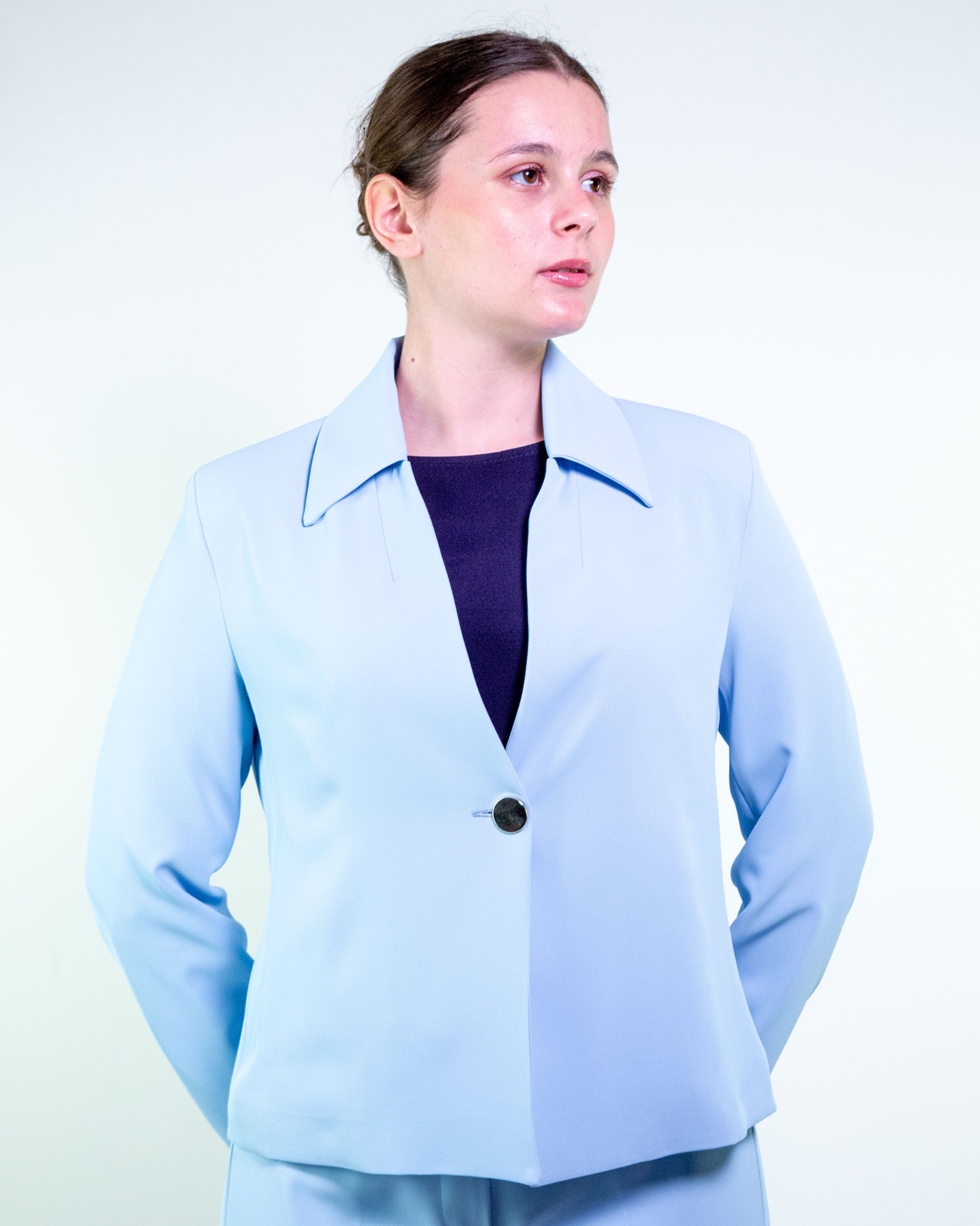 Giacca collo camicia con bottone in cady