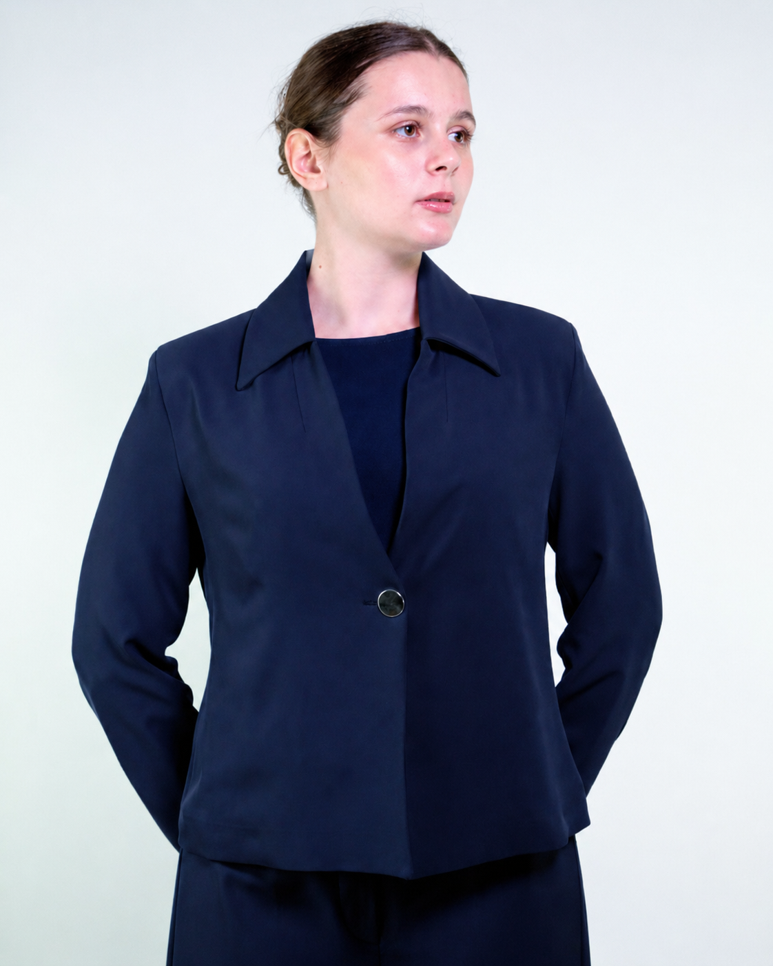 Giacca collo camicia con bottone in cady