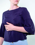 Blusa in viscosa con maniche a palloncino