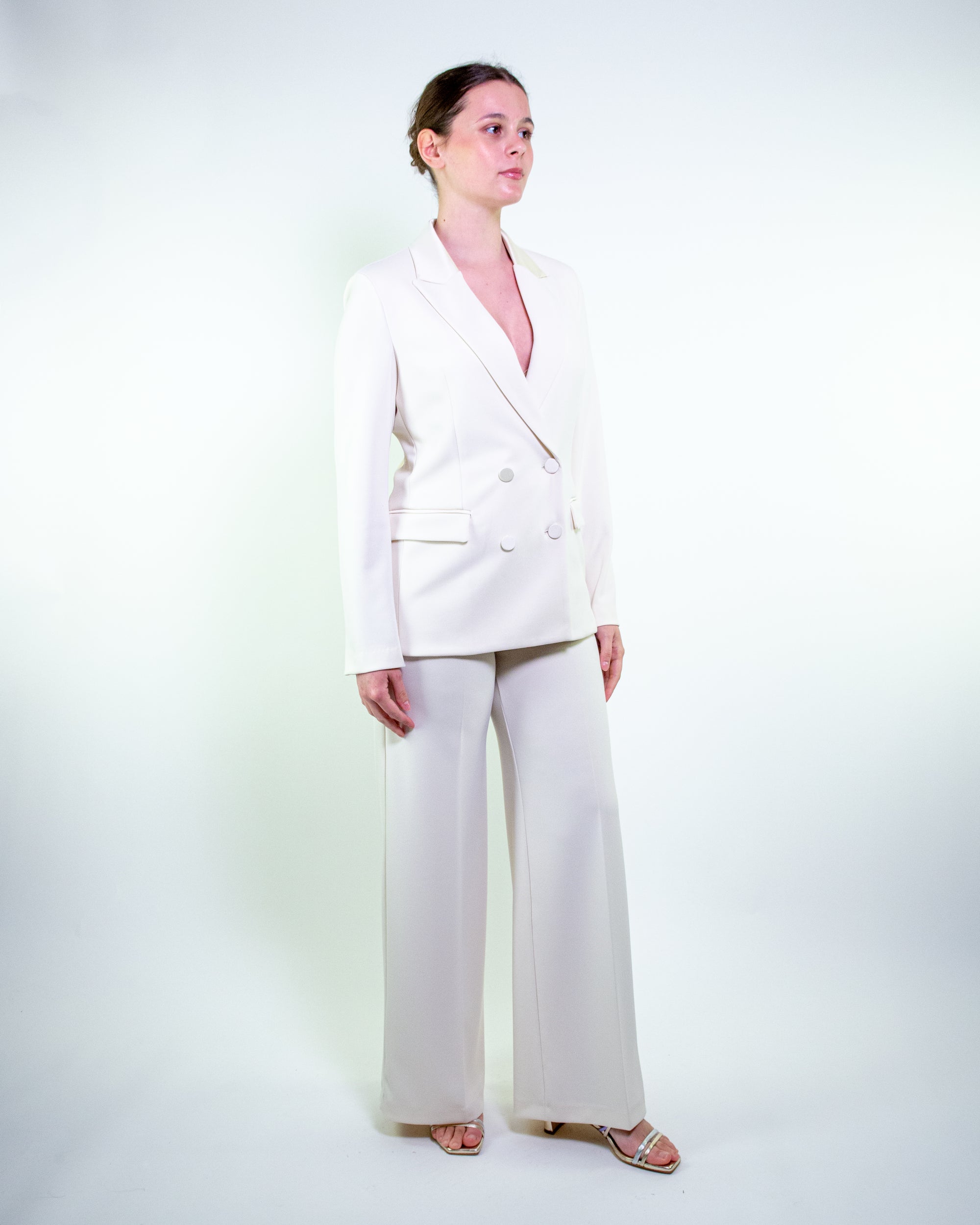 Blazer doppiopetto con inserti in raso