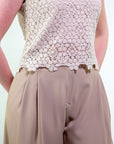 Top smanicato macramè