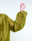Blusa asimmetrica manica lunga con dettaglio fiocco in cotone-lino