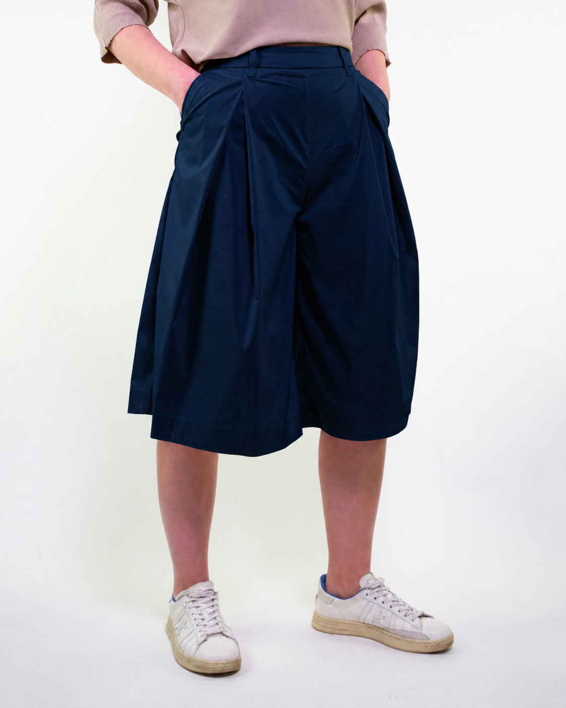 Bermuda in cotone stretch satin