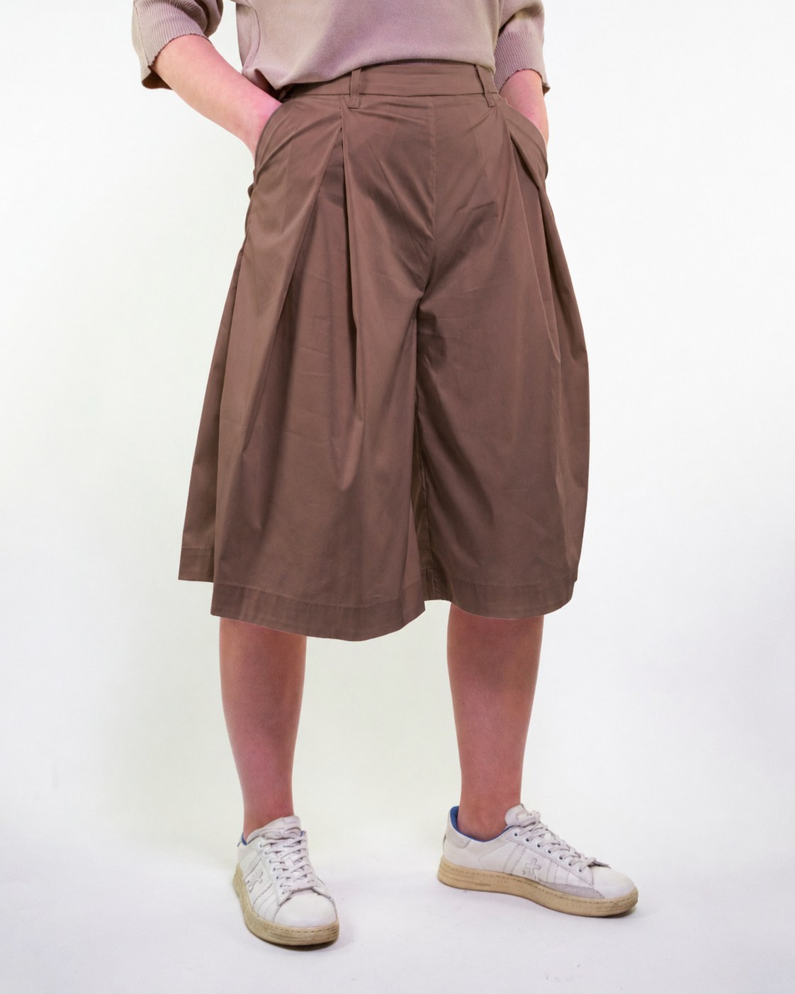 Bermuda in cotone stretch satin