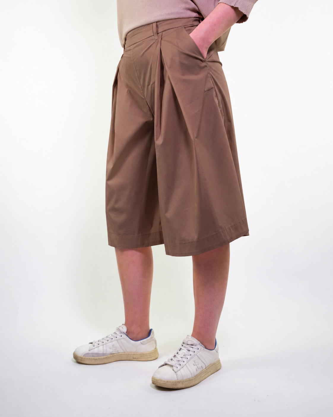Bermuda in cotone stretch satin