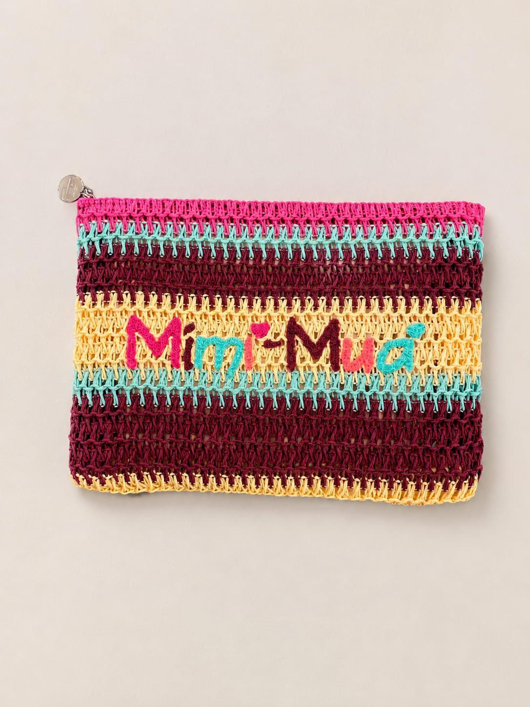 PORTAOGGETTI A RIGHE IN STRAW PAPER E LOGO