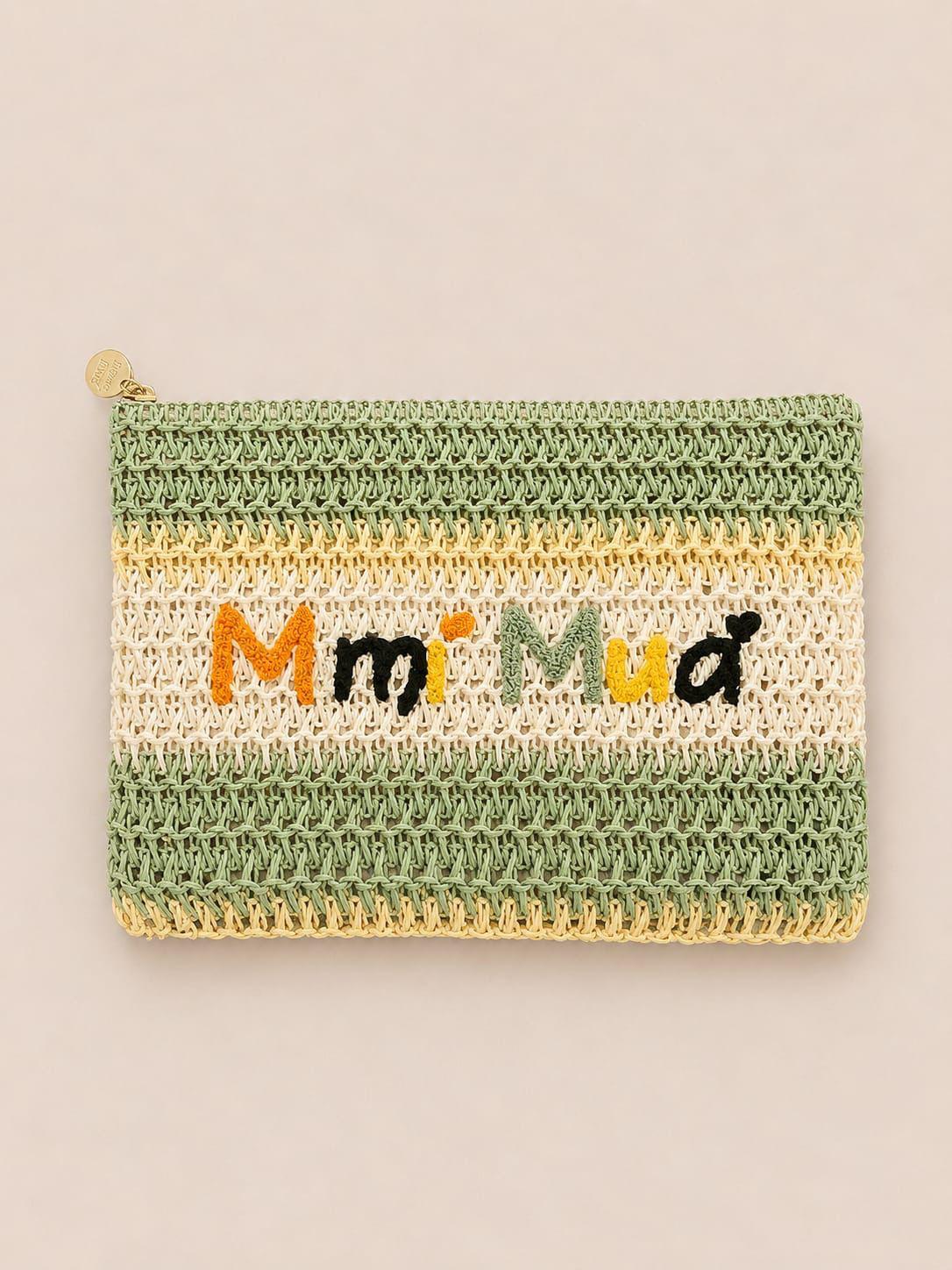 PORTAOGGETTI A RIGHE IN STRAW PAPER E LOGO