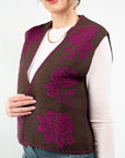 GILET RICAMATO MISTO LANA