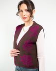 GILET RICAMATO MISTO LANA