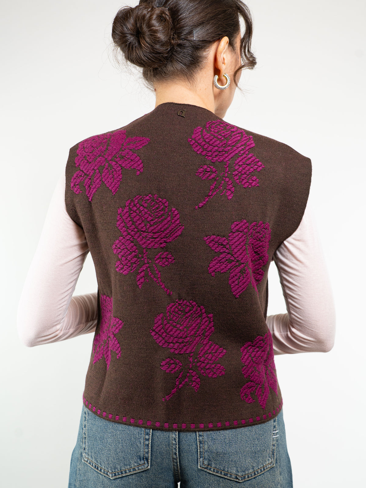 GILET RICAMATO MISTO LANA