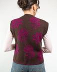 GILET RICAMATO MISTO LANA