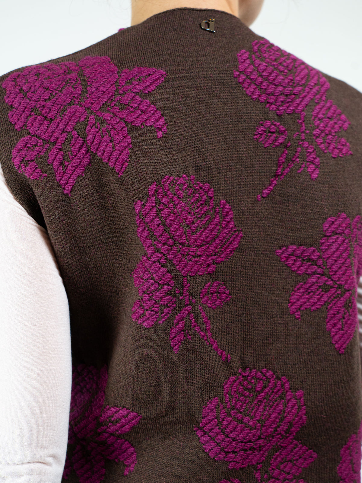 GILET RICAMATO MISTO LANA