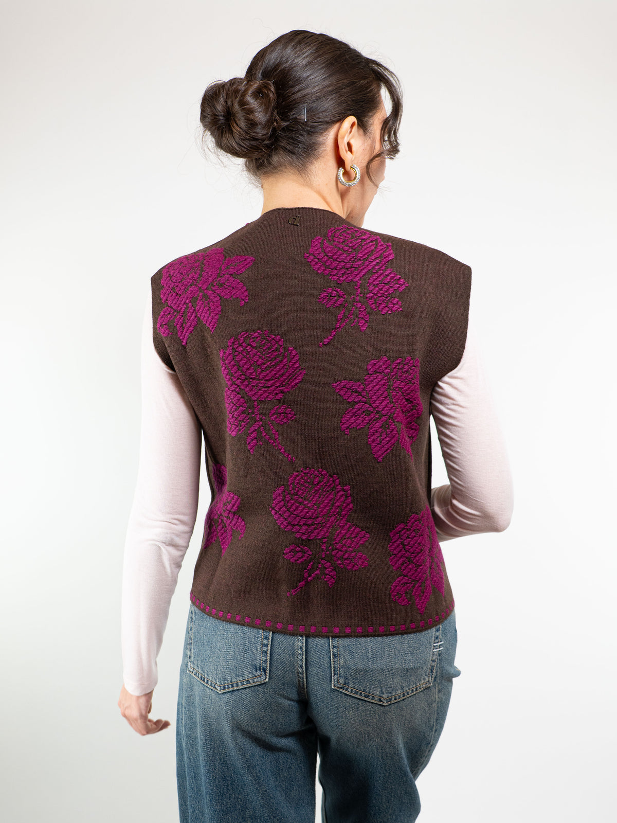 GILET RICAMATO MISTO LANA